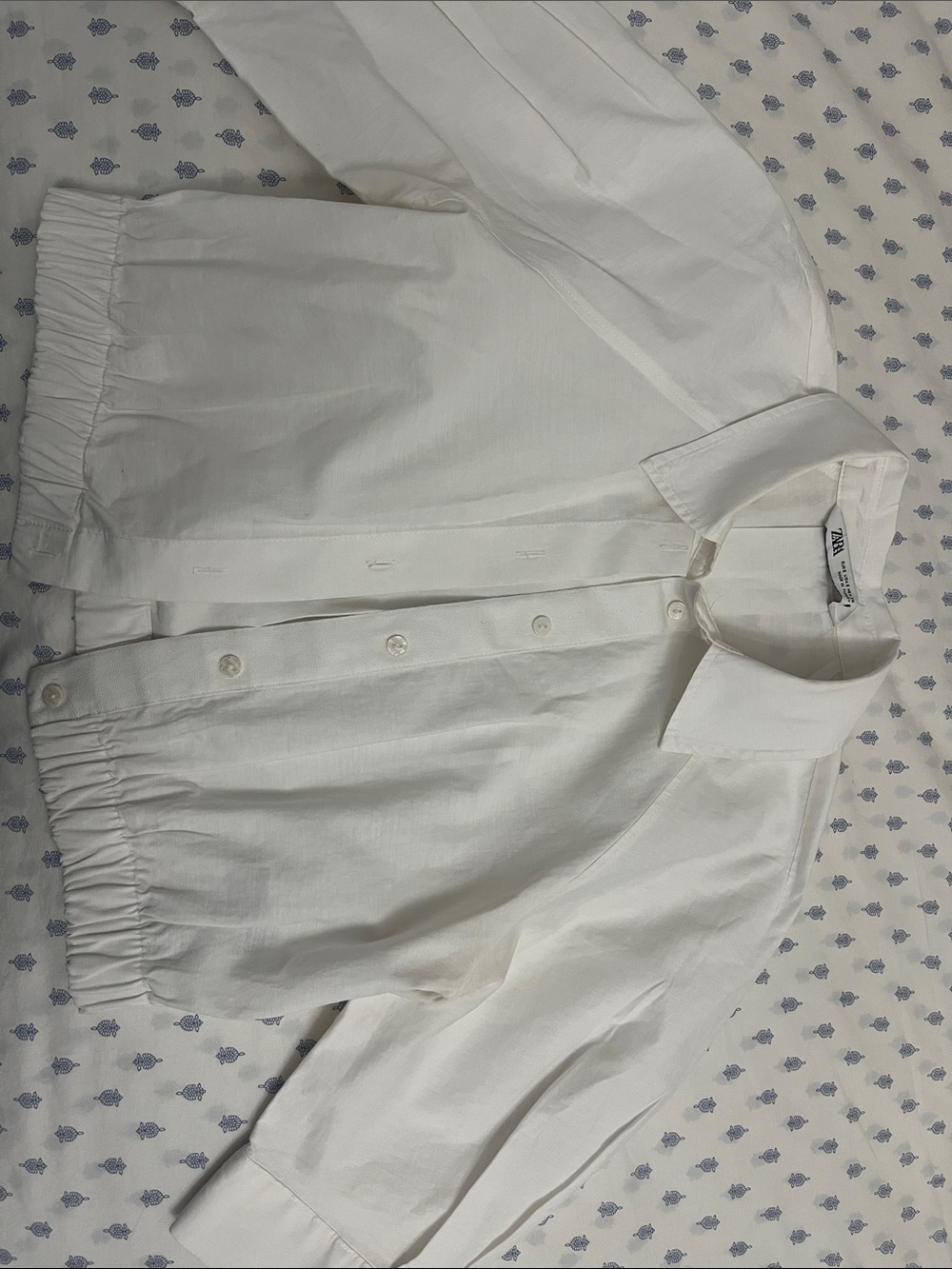 Zara White Cropped Button-Up Top
